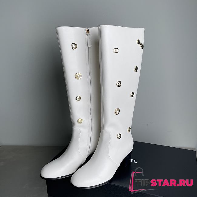Chanel Double C Slim Fit Boots White - 1