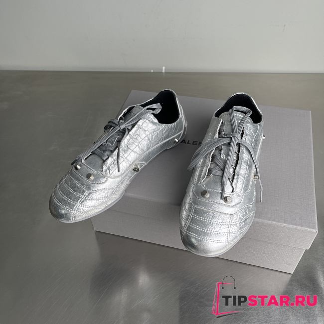 Balenciaga City Women's Flat Lace-up Casual Shoes Silver - 1