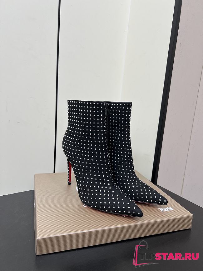 Christian Louboutin CL Red Sole Zipper High-Heeled Ankle Boots 10.5 cm (02) - 1