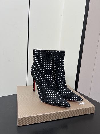 Christian Louboutin CL Red Sole Zipper High-Heeled Ankle Boots 10.5 cm (02)