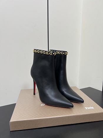 Christian Louboutin CL Red Sole Zipper High-Heeled Ankle Boots 10.5 cm (01)