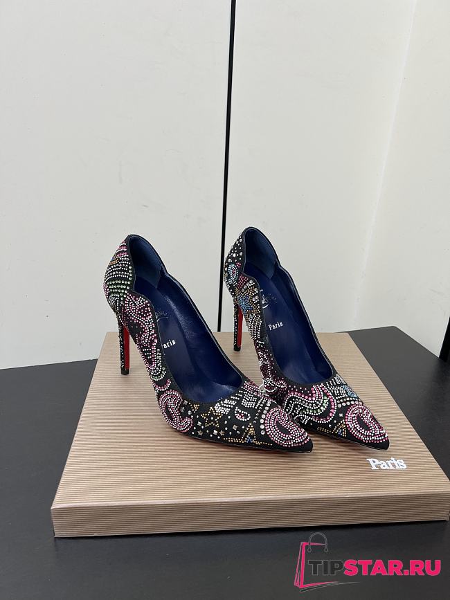 Christian Louboutin CL Red Sole Rhinestone High Heels 10.5 cm - 1