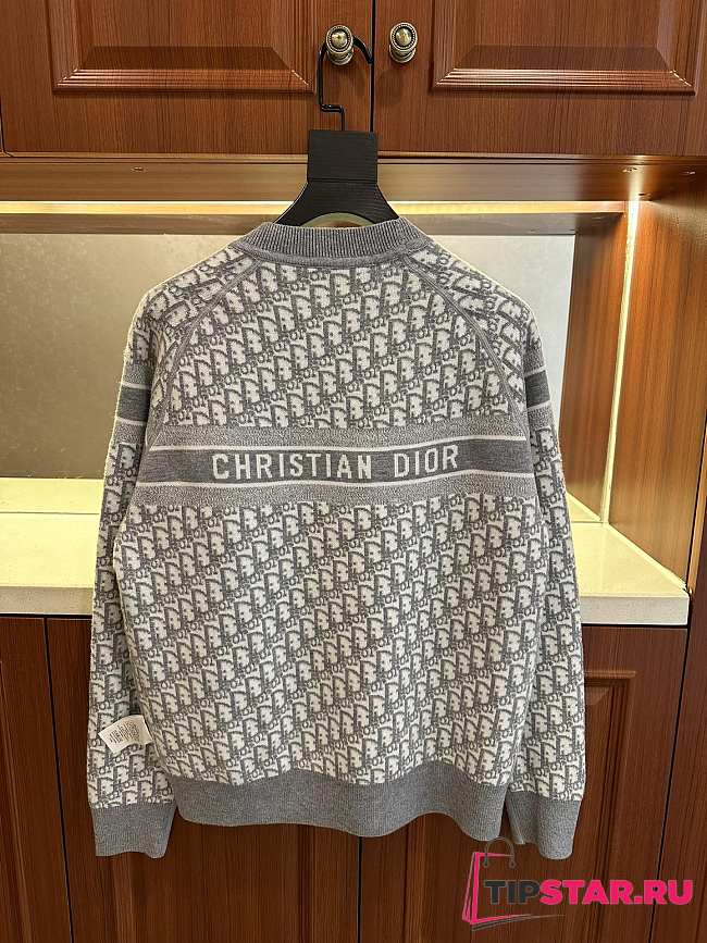 Dior round neck knit wool sweater dark gray - 1