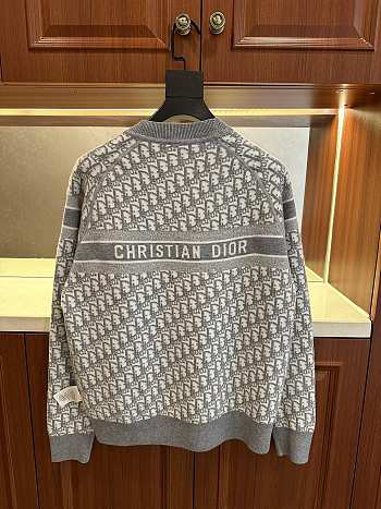 Dior round neck knit wool sweater dark gray