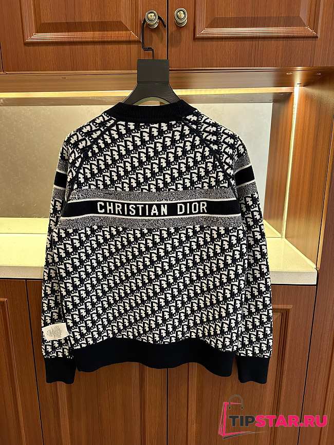 Dior round neck knit wool sweater dark blue - 1