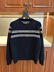 Dior round neck knit wool sweater dark blue - 5