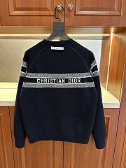 Dior round neck knit wool sweater dark blue - 3