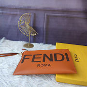 Fendi Brown Leather Wristlet Pouch Bag - 6