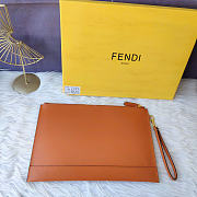 Fendi Brown Leather Wristlet Pouch Bag - 5