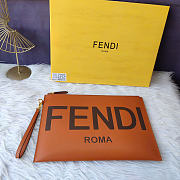 Fendi Brown Leather Wristlet Pouch Bag - 4