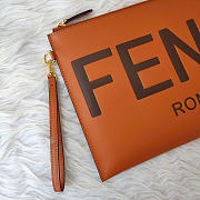 Fendi Brown Leather Wristlet Pouch Bag - 3