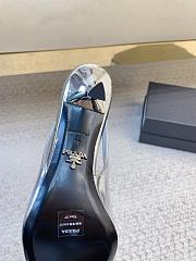 Prada Black Brushed Leather Slingback Pumps Silver - 6