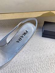 Prada Black Brushed Leather Slingback Pumps Silver - 4