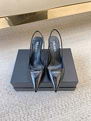 Prada Black Brushed Leather Slingback Pumps Black - 1