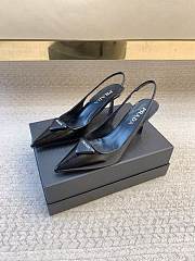 Prada Black Brushed Leather Slingback Pumps Black - 5