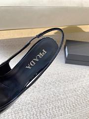 Prada Black Brushed Leather Slingback Pumps Black - 3