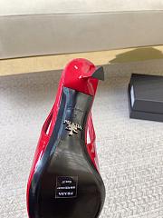 Prada Black Brushed Leather Slingback Pumps Red - 6