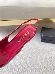 Prada Black Brushed Leather Slingback Pumps Red - 5