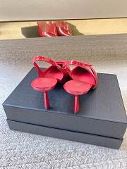 Prada Black Brushed Leather Slingback Pumps Red - 4