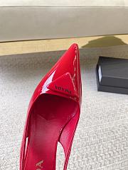 Prada Black Brushed Leather Slingback Pumps Red - 3