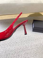 Prada Black Brushed Leather Slingback Pumps Red - 2