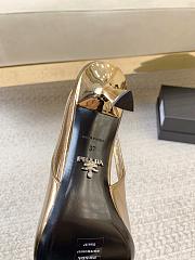 Prada Black Brushed Leather Slingback Pumps Gold - 6