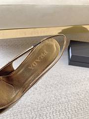 Prada Black Brushed Leather Slingback Pumps Gold - 4