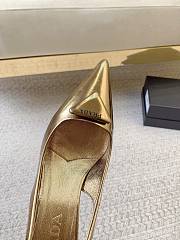 Prada Black Brushed Leather Slingback Pumps Gold - 5
