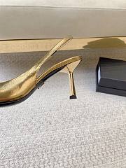 Prada Black Brushed Leather Slingback Pumps Gold - 3