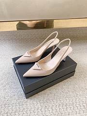 Prada Black Brushed Leather Slingback Pumps Beige - 1