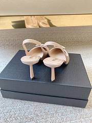 Prada Black Brushed Leather Slingback Pumps Beige - 5