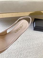 Prada Black Brushed Leather Slingback Pumps Beige - 4