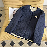 Miumiu Diamond Pattern Cotton-padded Jacket Navy Blue - 1