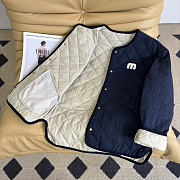 Miumiu Diamond Pattern Cotton-padded Jacket Navy Blue - 5