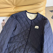 Miumiu Diamond Pattern Cotton-padded Jacket Navy Blue - 4
