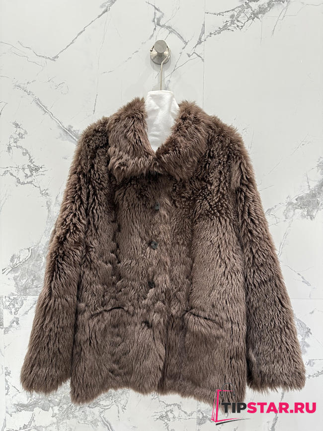 Ysl Tuscan Shearling Coat In Brown - 1