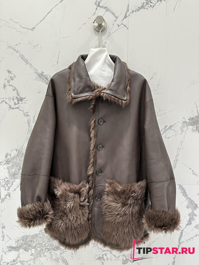 Ysl Leather Jacket In Brown - 1