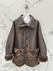 Ysl Leather Jacket In Brown - 1