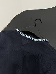Prada Wool Rhinestone Crew Neck Cardigan Black - 3