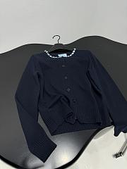 Prada Wool Rhinestone Crew Neck Cardigan Black - 4
