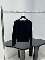 Prada Wool Rhinestone Crew Neck Cardigan Black - 2
