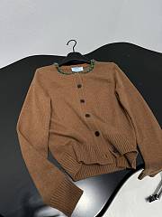 Prada Wool Rhinestone Crew Neck Cardigan Brown - 4