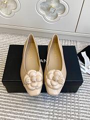 Chanel Camellia Flat Shoes In Beige - 1