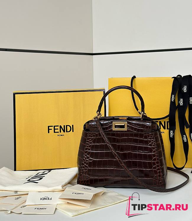 Fendi Peekaboo Mini Precious skin Brown - 1