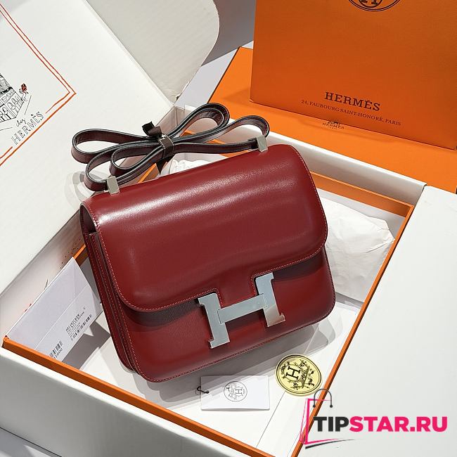 Hermes Constance Box 24 Red with Silver Hardware - 1