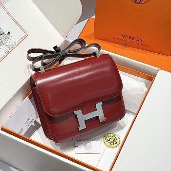 Hermes Constance Box 24 Red with Silver Hardware