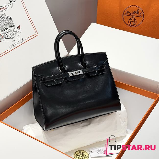 Hermes Box Calf Birkin 25 - Luxe Du Jour Black - 1