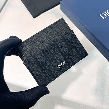 Dior Oblique Jacquard Print Double Sided Flap Card Holder Black