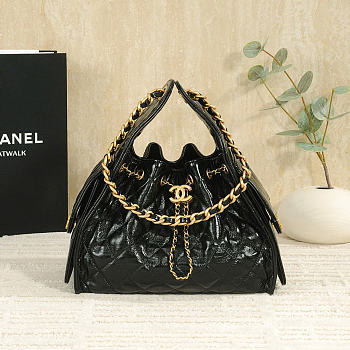 Chanel Small 25 Hobo Bag Black Shiny In Black