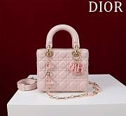 Dior Lady Leather with Velvet In Pink Size 20*16*8cm - 1
